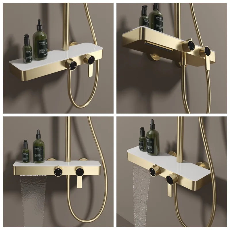 Kemaidi Rose Gold Bathroom Shower Rainfall Cold Control
