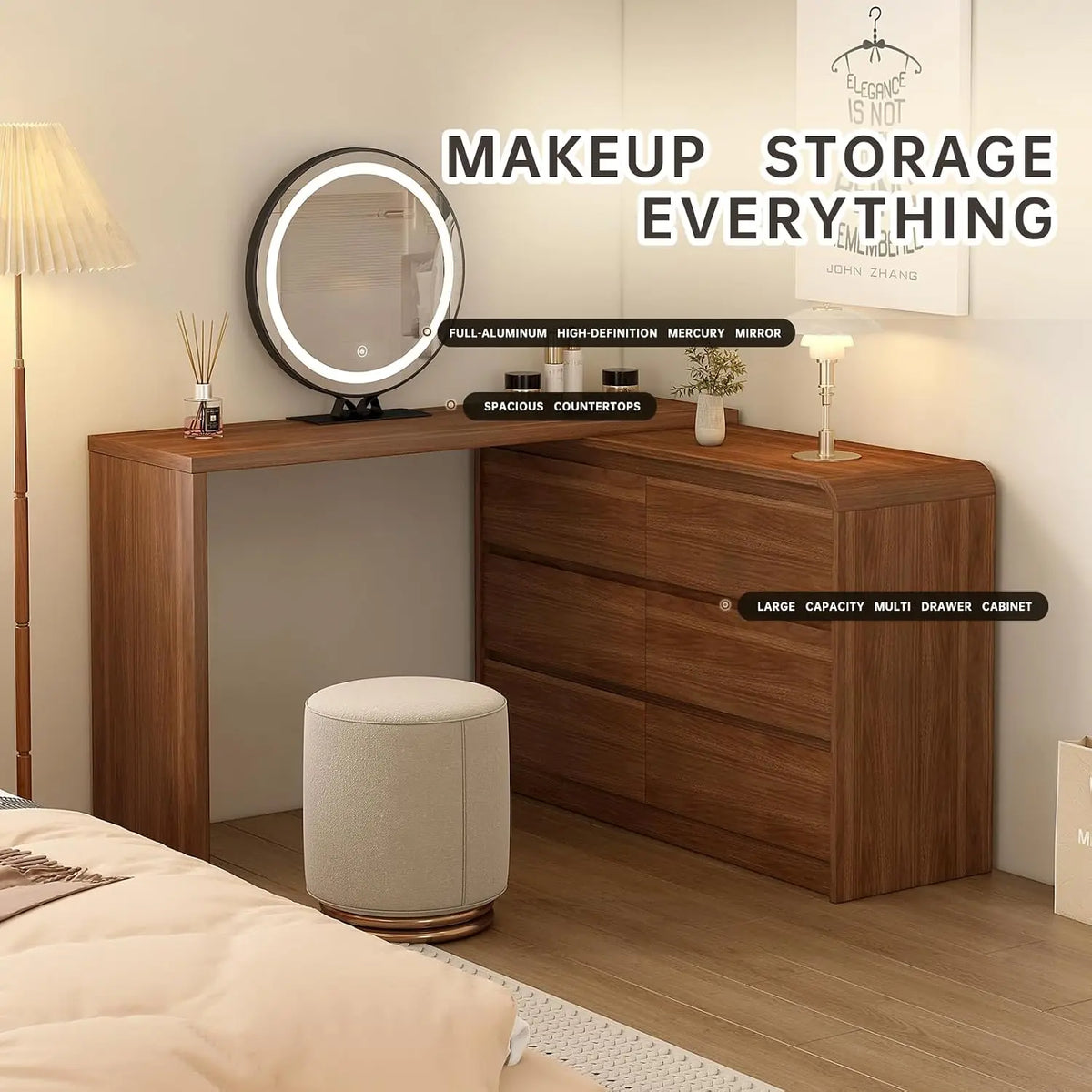 Makeup Vanity Desk Mirror Lights 50-90inch Extendable Mid