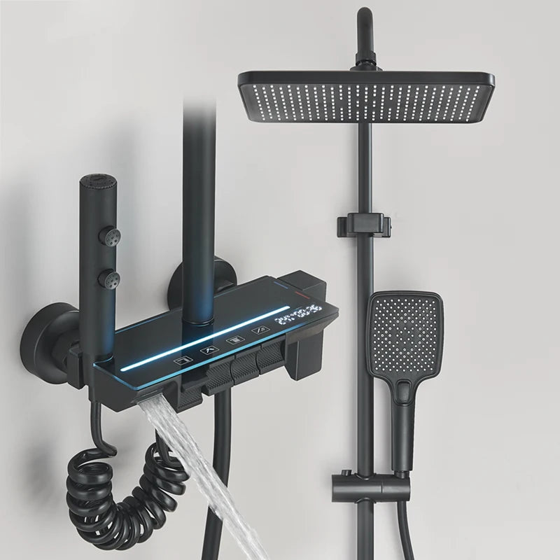 Shinesia Gray Rainfall Shower System Aluminium Tropical Shower