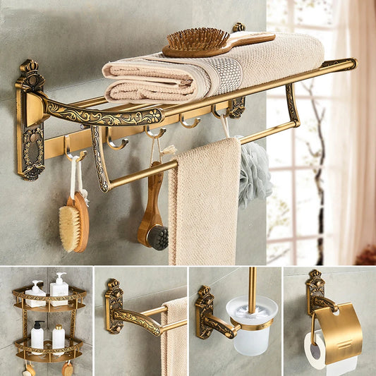 Antique Bathroom Hardware Wall-Mounted Towel Rack Toilet Brush