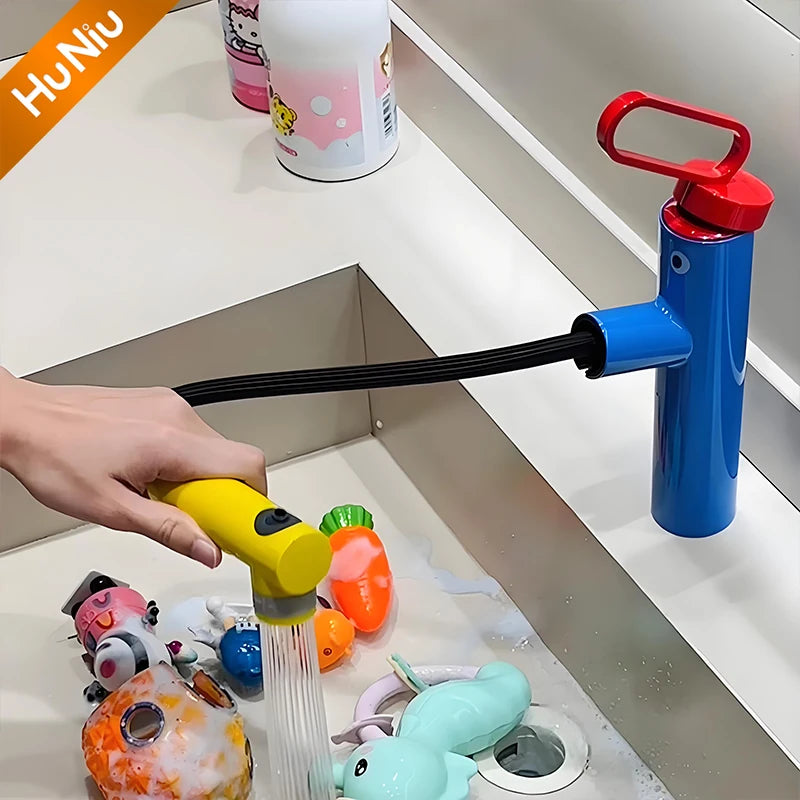 Huniu Bathroom Sink Faucet Basin Pull-Out Faucet Cold