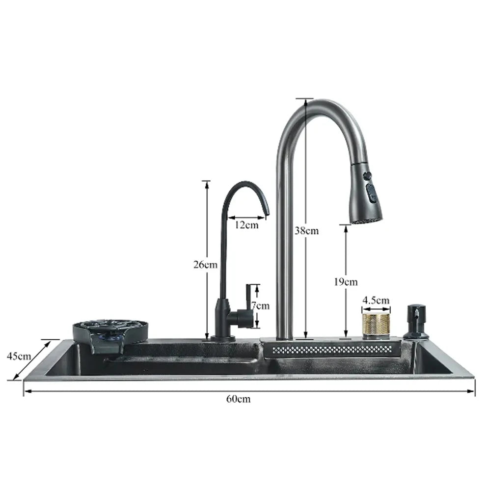 304 Stainless Steel Waterfall Sink Large Slot Integrated