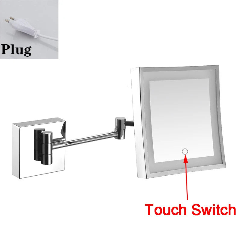 Square Touch Bathroom Mirror Wall Mounted Lighted Bathroom
