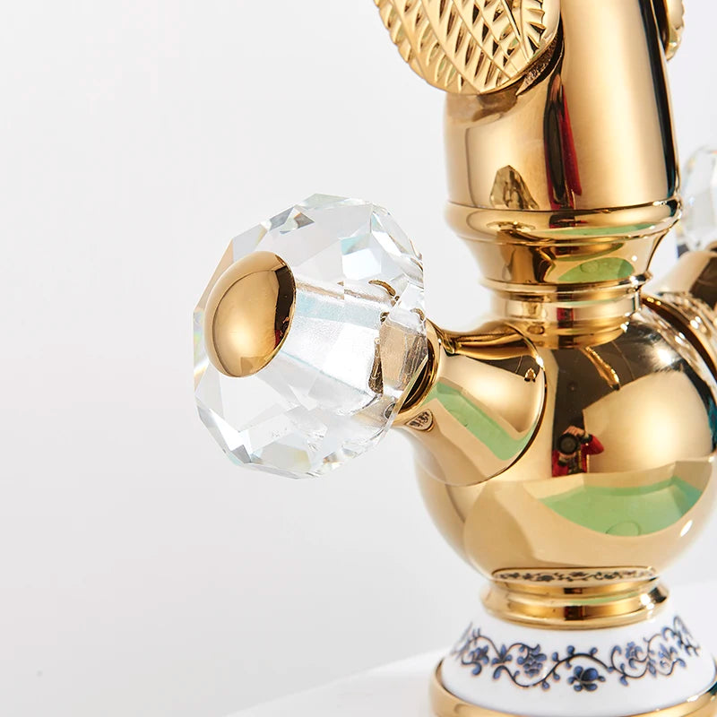 Brass Gold Black Swan Basin Faucet Deck Mounted