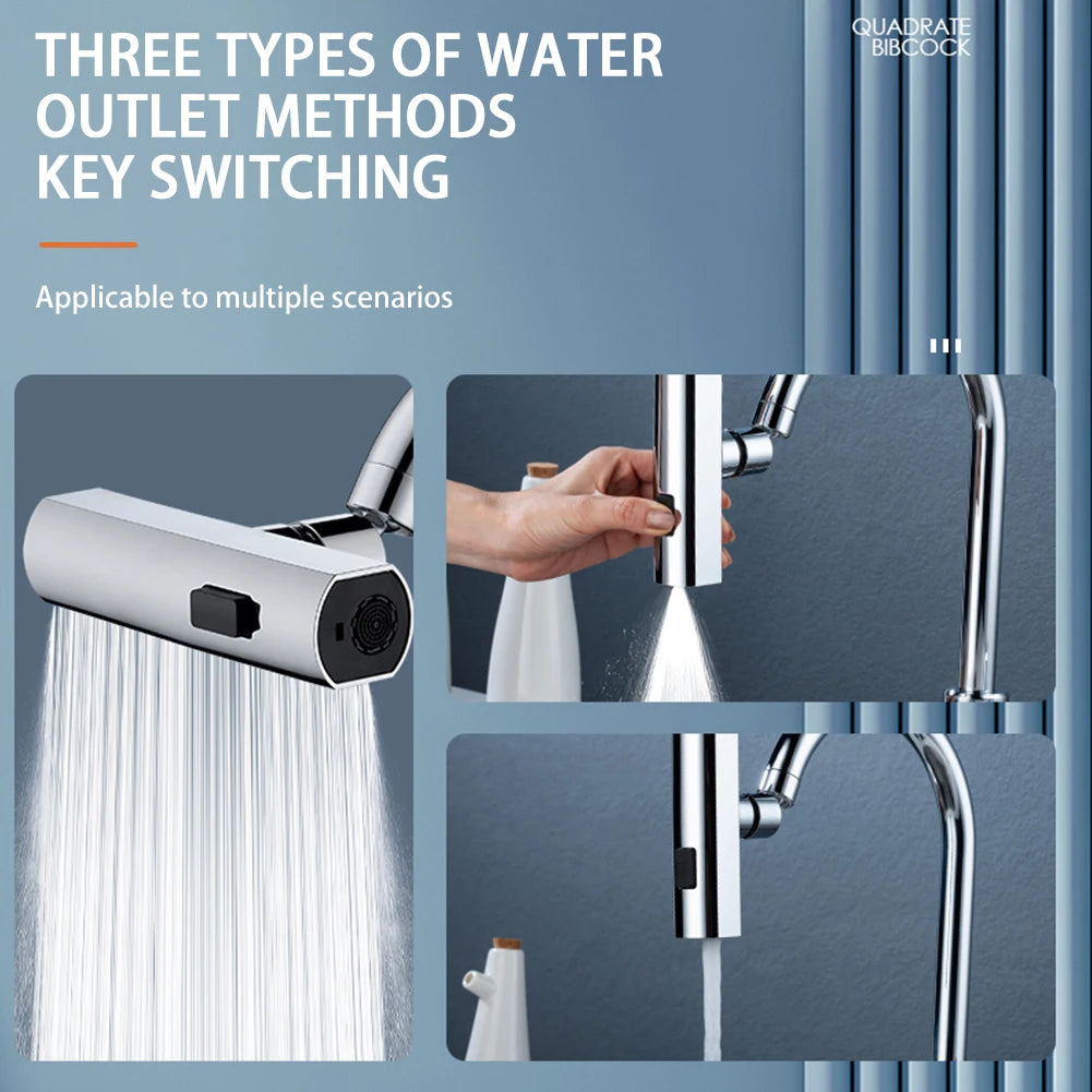 360 Rotating Waterfall Faucet Universal Splashproof Extension