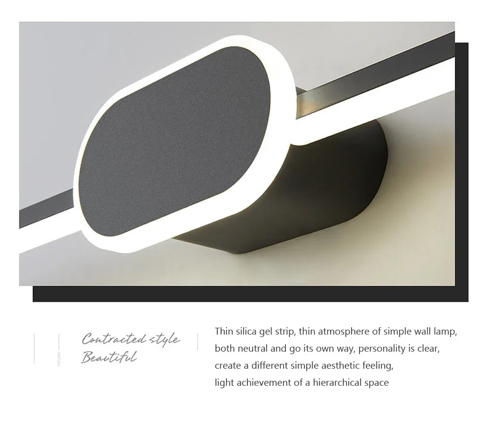 Modern Luxury Bathroom Wall Lamp Black White Aluminum