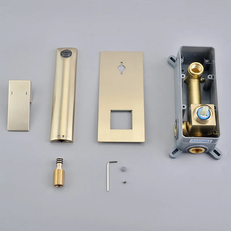 Brushed Gold Basin Faucet Concealed Bathroom Sink Faucet