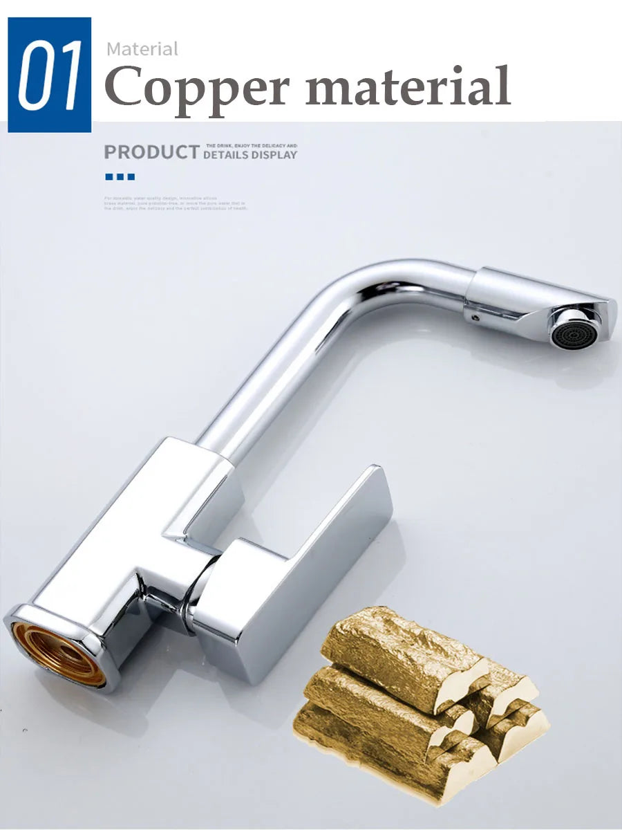 360 Rotation Bathroom Basin Faucet Silver Faucet Brass