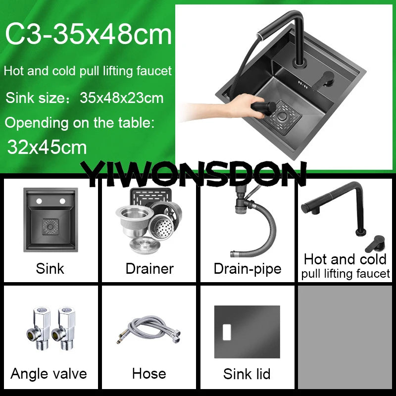 Nano Hidden Bar Sink Black Folding Faucet Mini