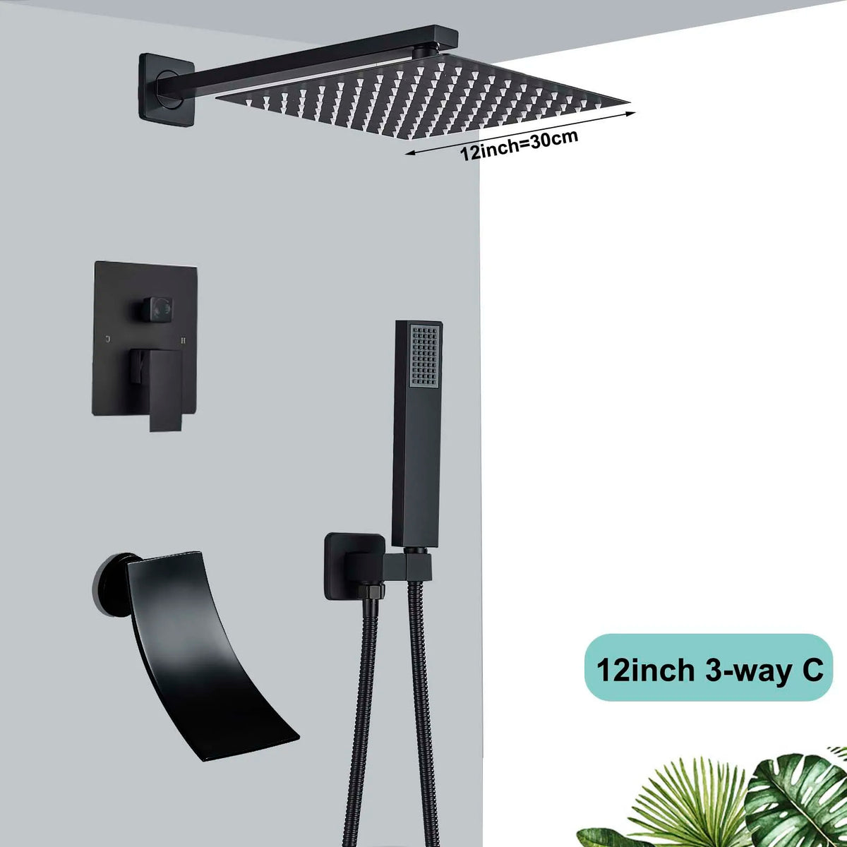 Saflihca Matte Black Shower Faucets Rainfall 8/10/12/16 Concealed