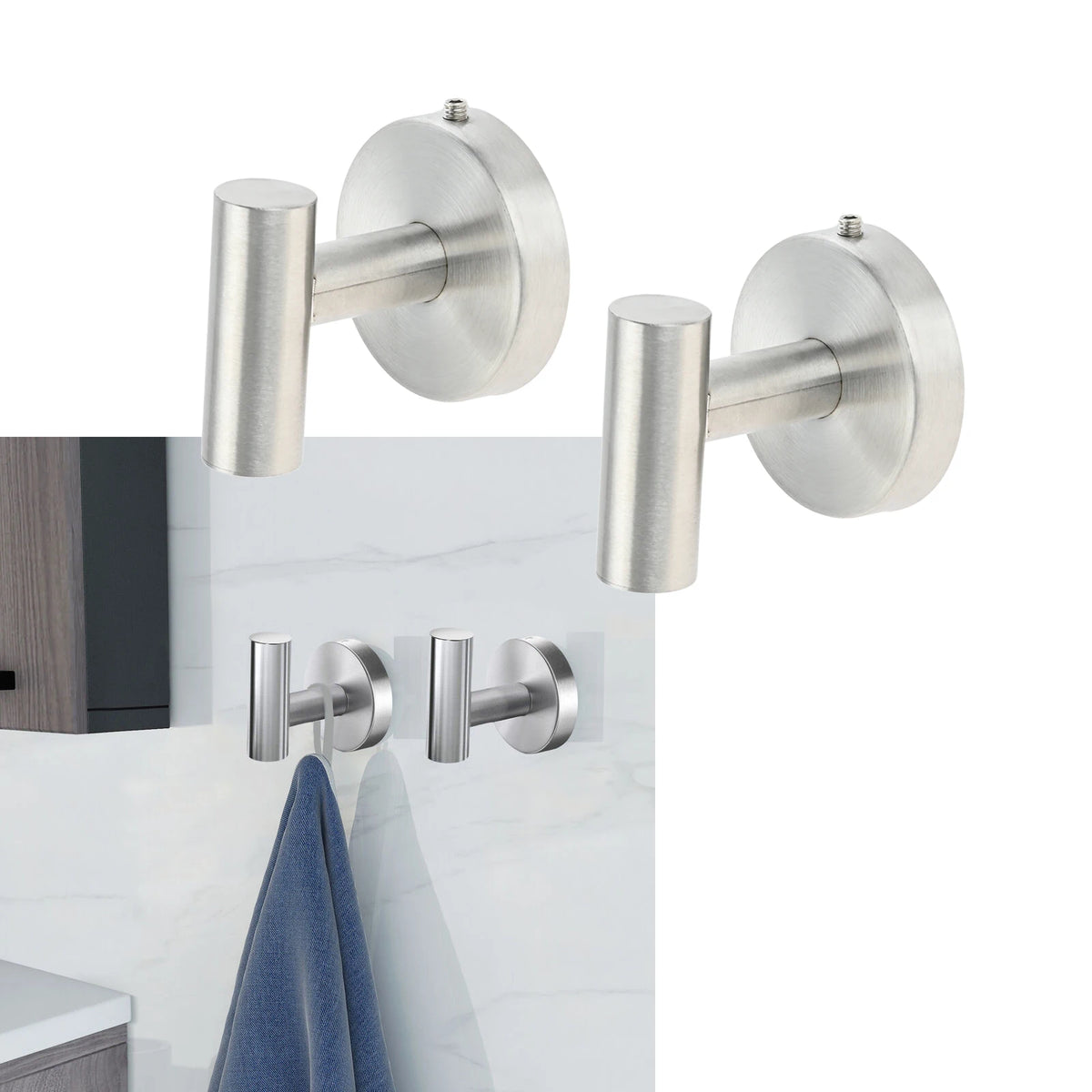 2pcs Bathroom Towel Hook Screw In Coat Robe
