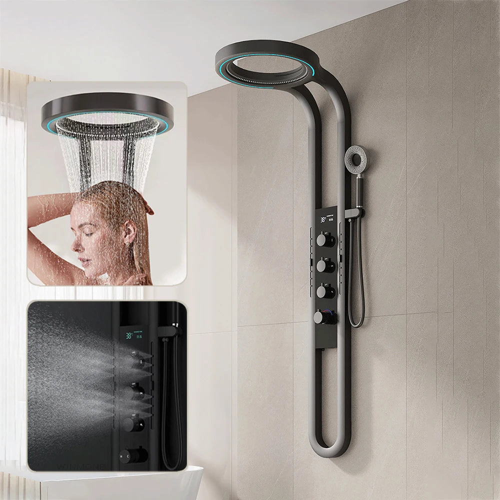 Modern High End Rainfall Shower Panel Spa Massage
