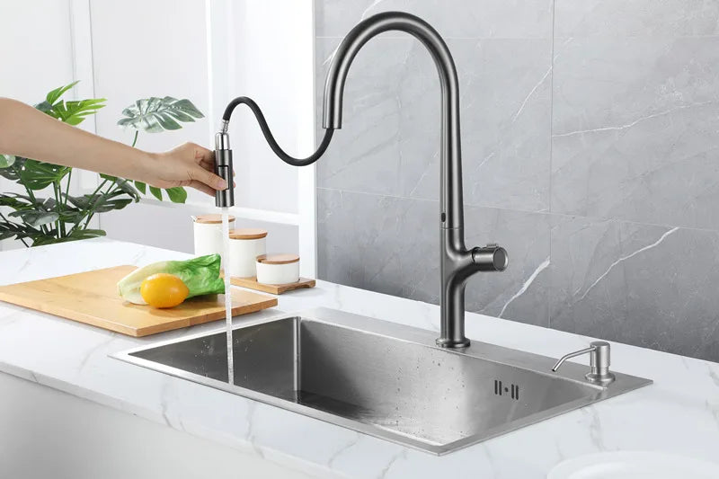 Gunmetal Faucets Pull Out Cold Faucet Sensor Telescopic