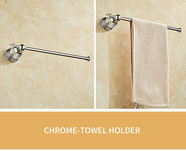 Ellen Golden Crystal Bathroom Hardware Adjust Towel Rack