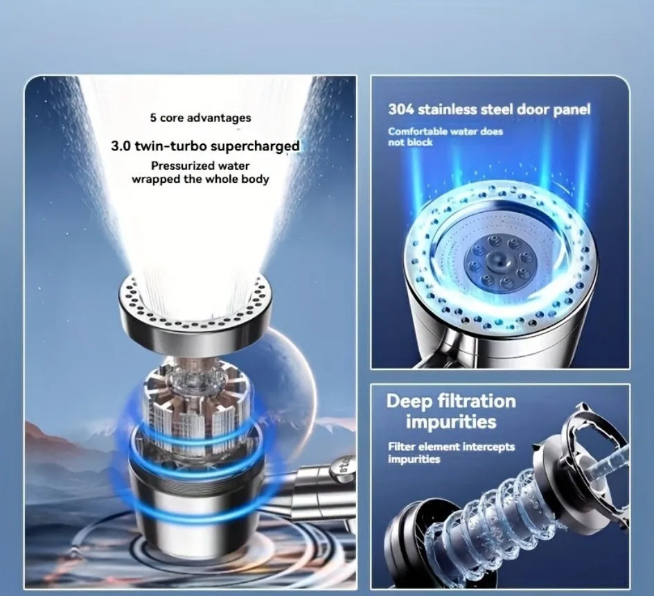 Modes Bathroom Shower Head High Pressure Powerful Rain