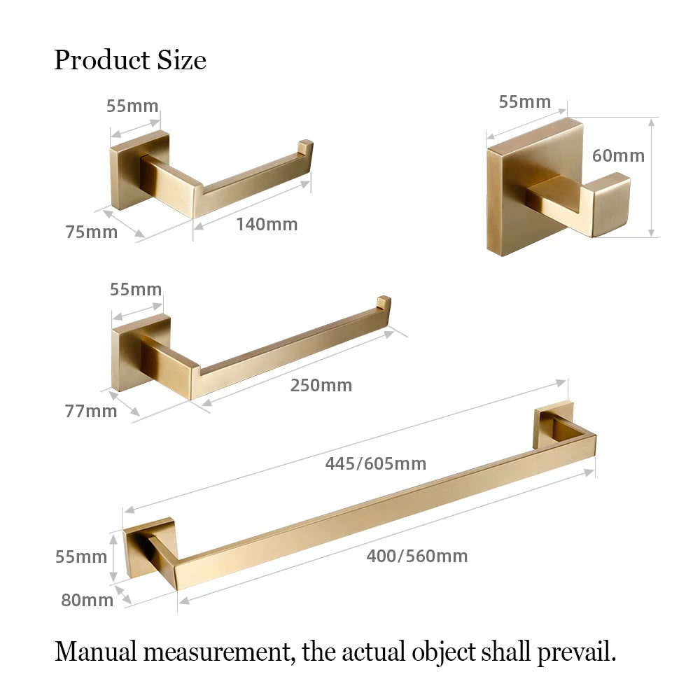 Matte Gold Towel Rack 304 Stainless Steel Towel