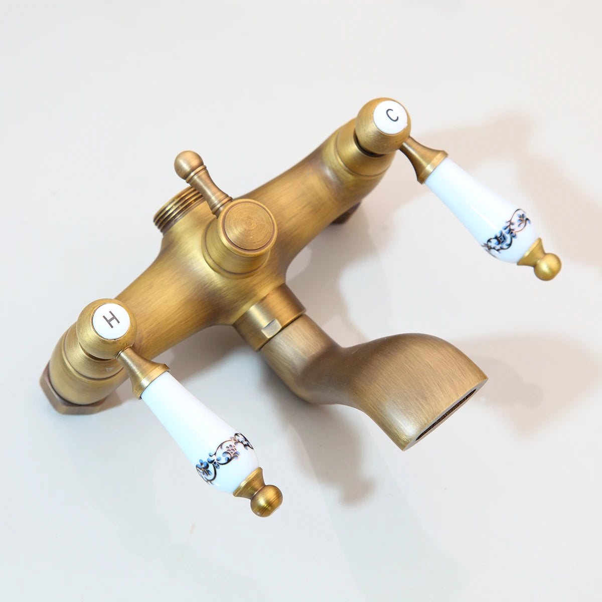 Kemaidi Antique Brass Retro Vintage Bathroom Shower Faucet