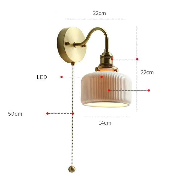 Ceramic Modern Wall Lamp Beside Pull China Switch