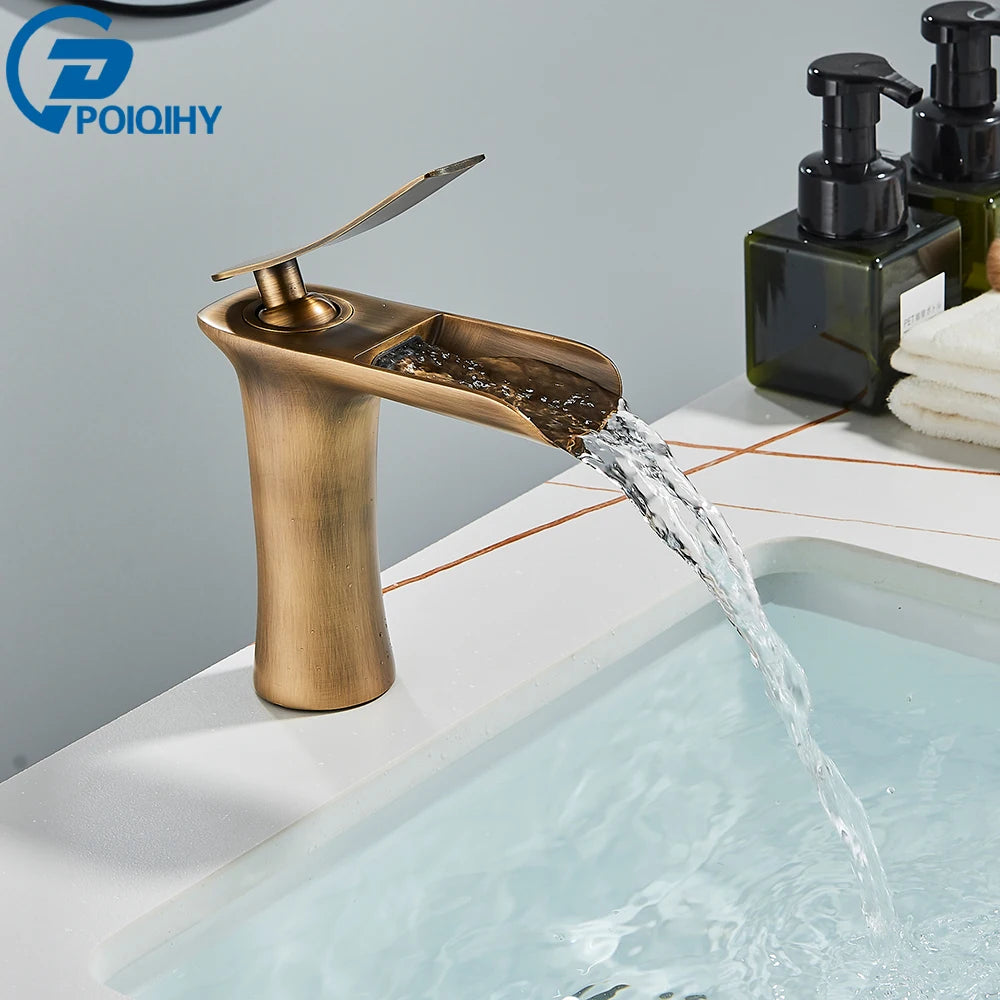 White Basin Faucet Waterfall Spout Bathroom Mixer Tap