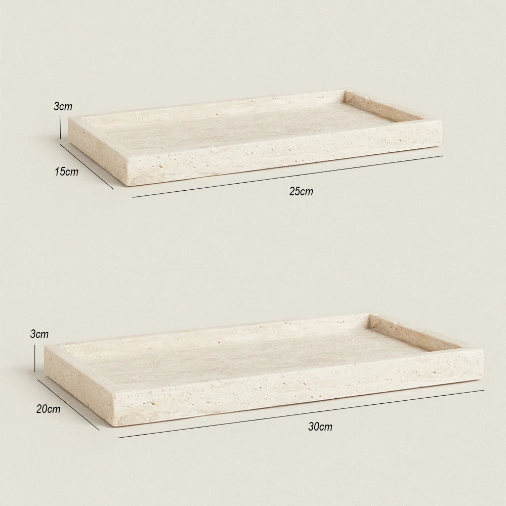Travertine Stone Bathroom Vanity Tray Cosmetic Perfume Natural