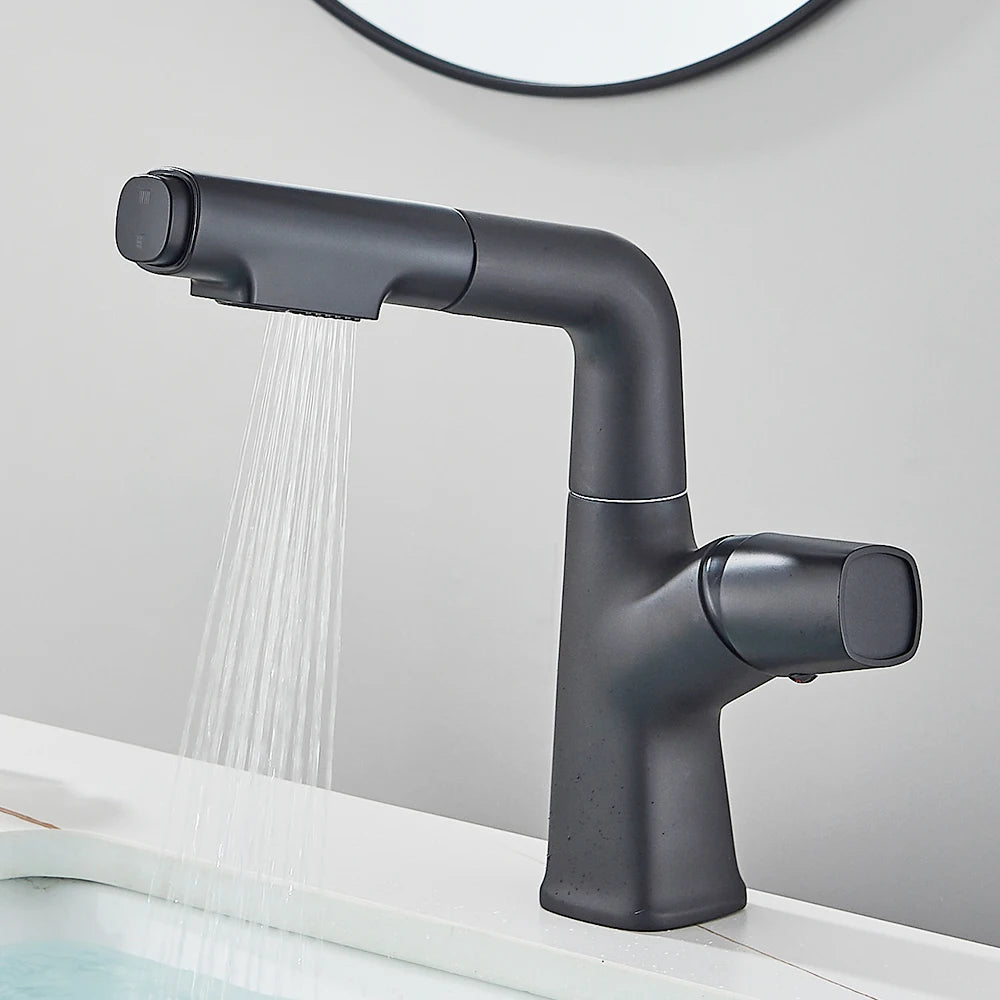 Bathroom Sink Faucet Lift Up Down Stream Sprayer