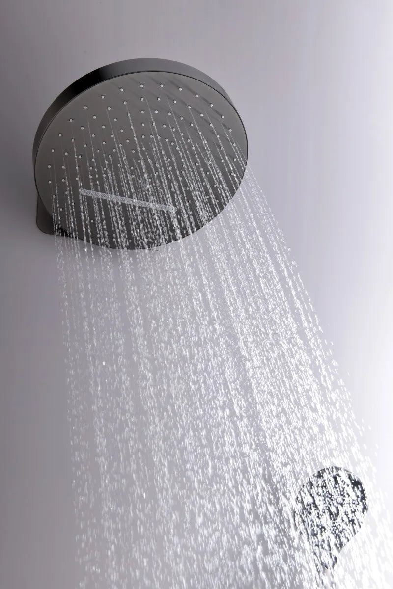 Rainfall Shower Wall Mounted Gray Thermostatic Shower Faucet