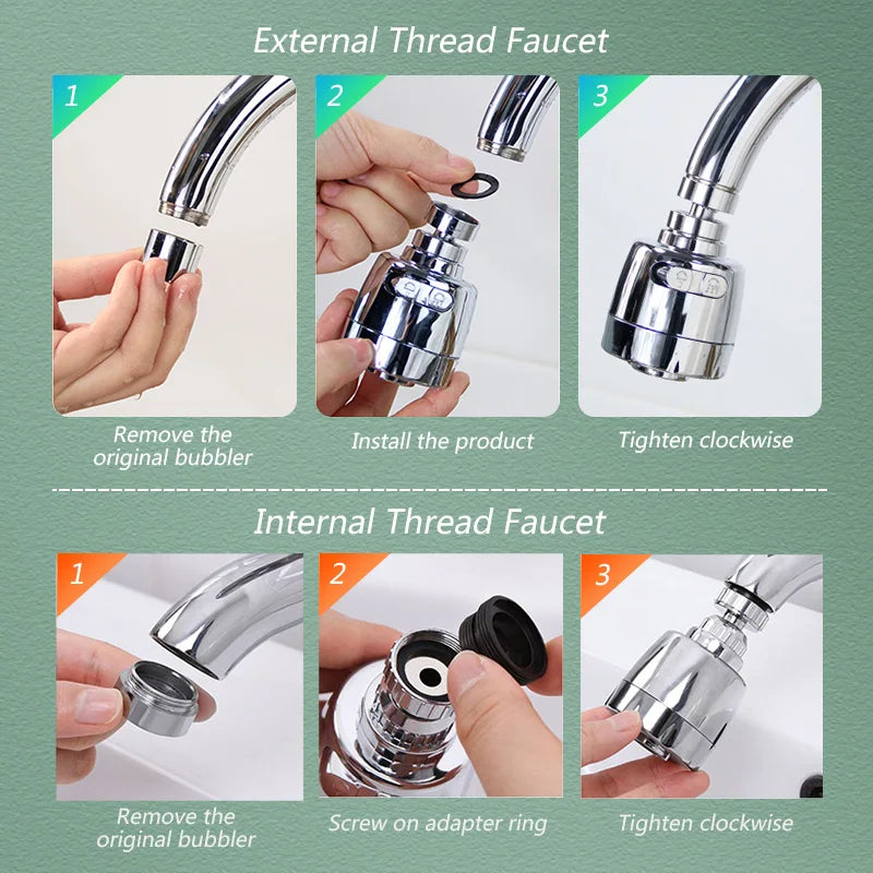 Faucet Extender 360 Degree Rotary Sink Faucet Bubbler