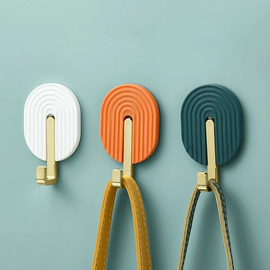 2pcs Wall Plastic Self-Adhesive Hook Bathroom Towel Rack