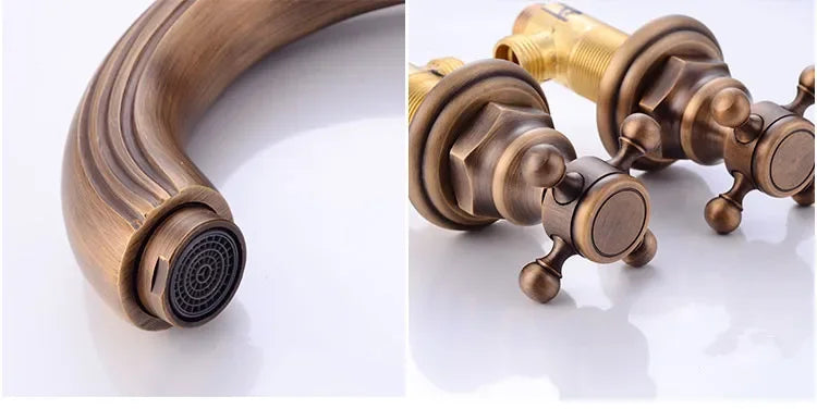 Basin Faucets 3pcs Antique Brass Classic Bathroom Sink