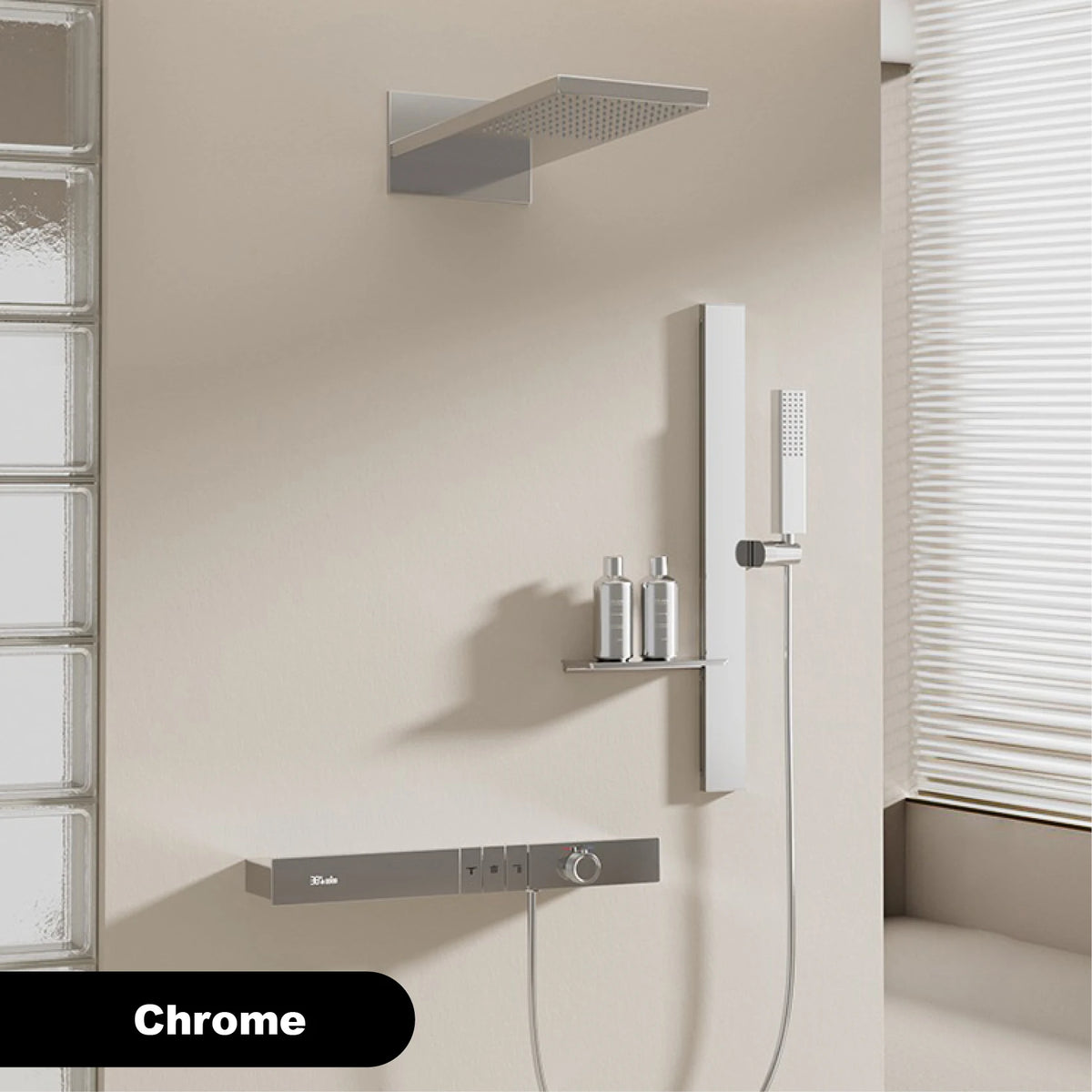 Luxury Ceiling Thermostatic Shower System Black Brass Function