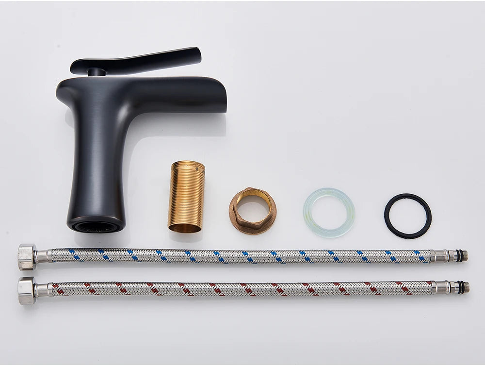 White Basin Faucet Waterfall Spout Bathroom Mixer Tap