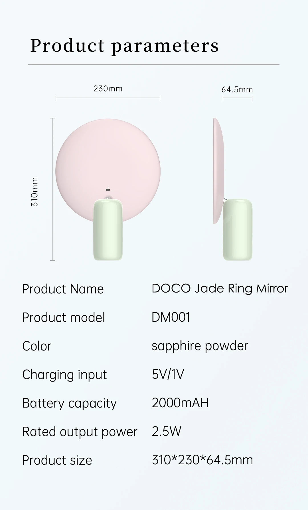Doco Table Makeup Mirror Led Light Stepless Dimmer