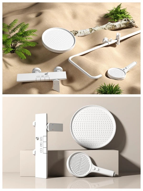 Rose Gold Piano Bathroom Shower System Solid Brass