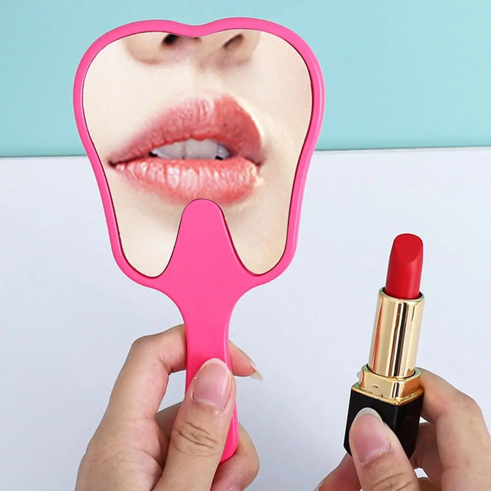 1pc Tooth Shaped Handheld Mirror Cute Makeup Mirror