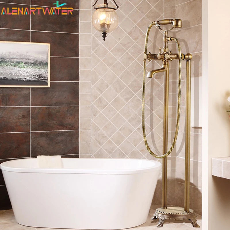Brass Bathroom Faucet Bathtub Faucets 360 Rotation Floor