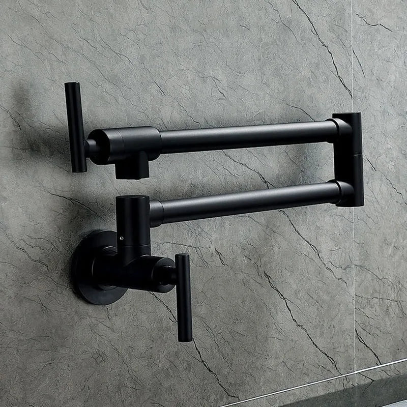Black Wall Mounted Pot Filler Faucet Swivel Folding