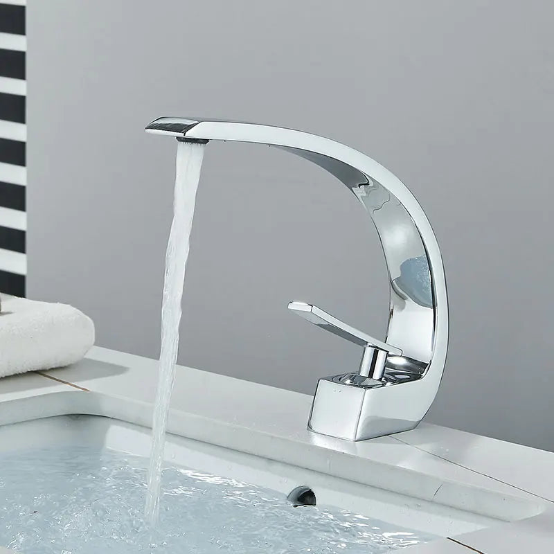 Black Chrome Bathroom Basin Faucet Deck Mount Cold