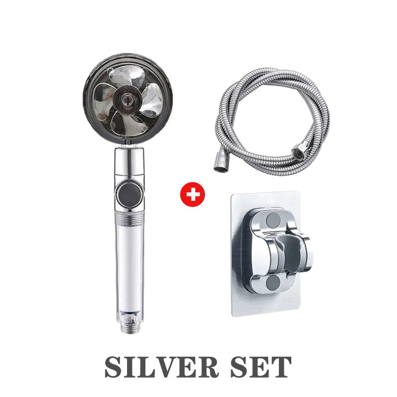 Powerful Pressurized Shower Fan Filter Showerhead One Touch