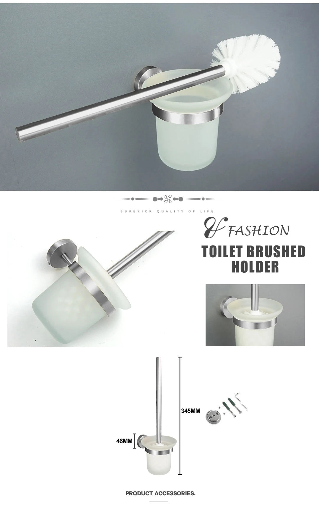Brushed Nickel Bathroom Towel Bar Bath Robe Hook