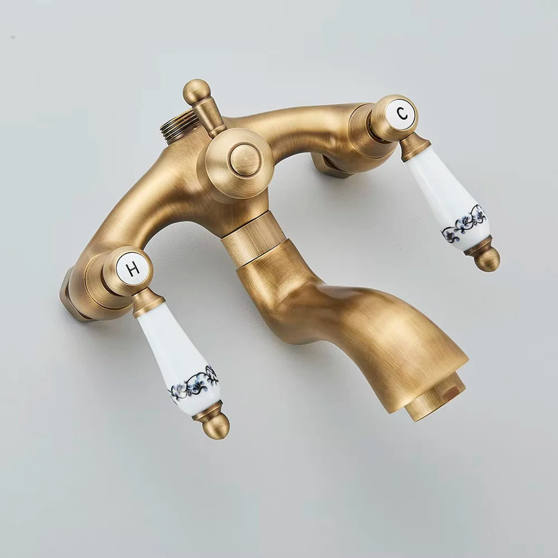 Retro European Bathtub Shower Faucet Handled Handshower Ceramics