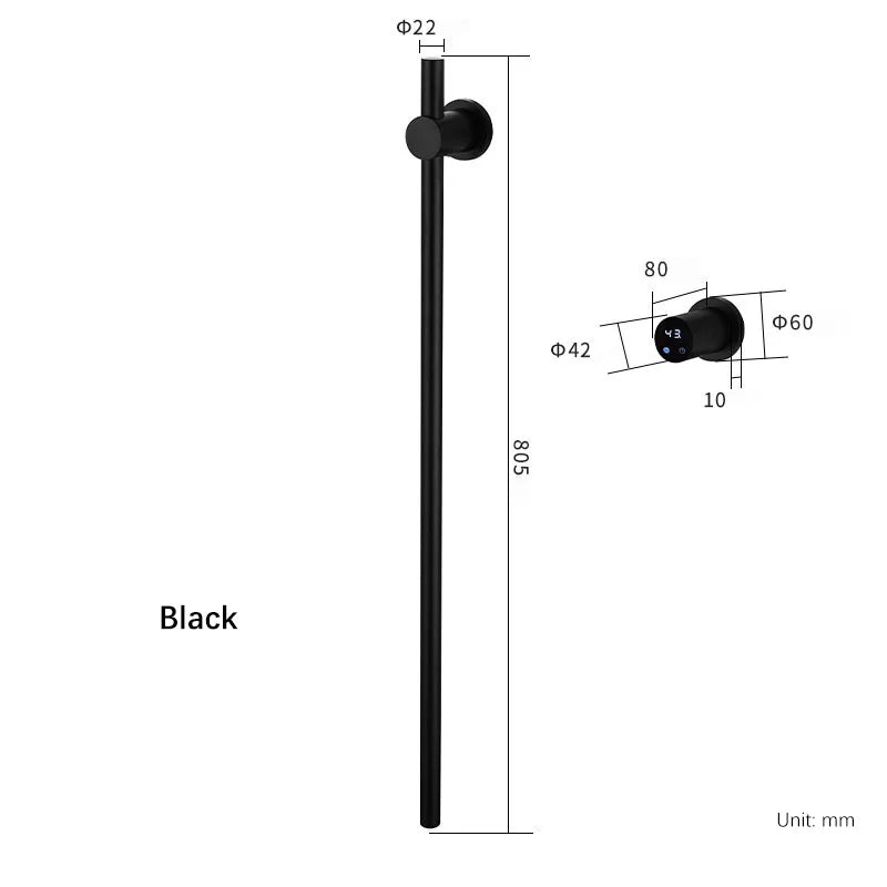 Bathroom Black Electric Towel Rack Hidden Wire Bath