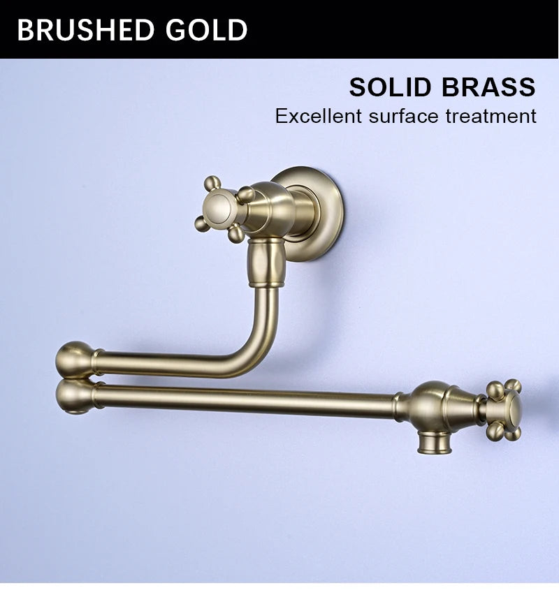 Awolf Solid Brass Pot Filler Brushed Grey Folding