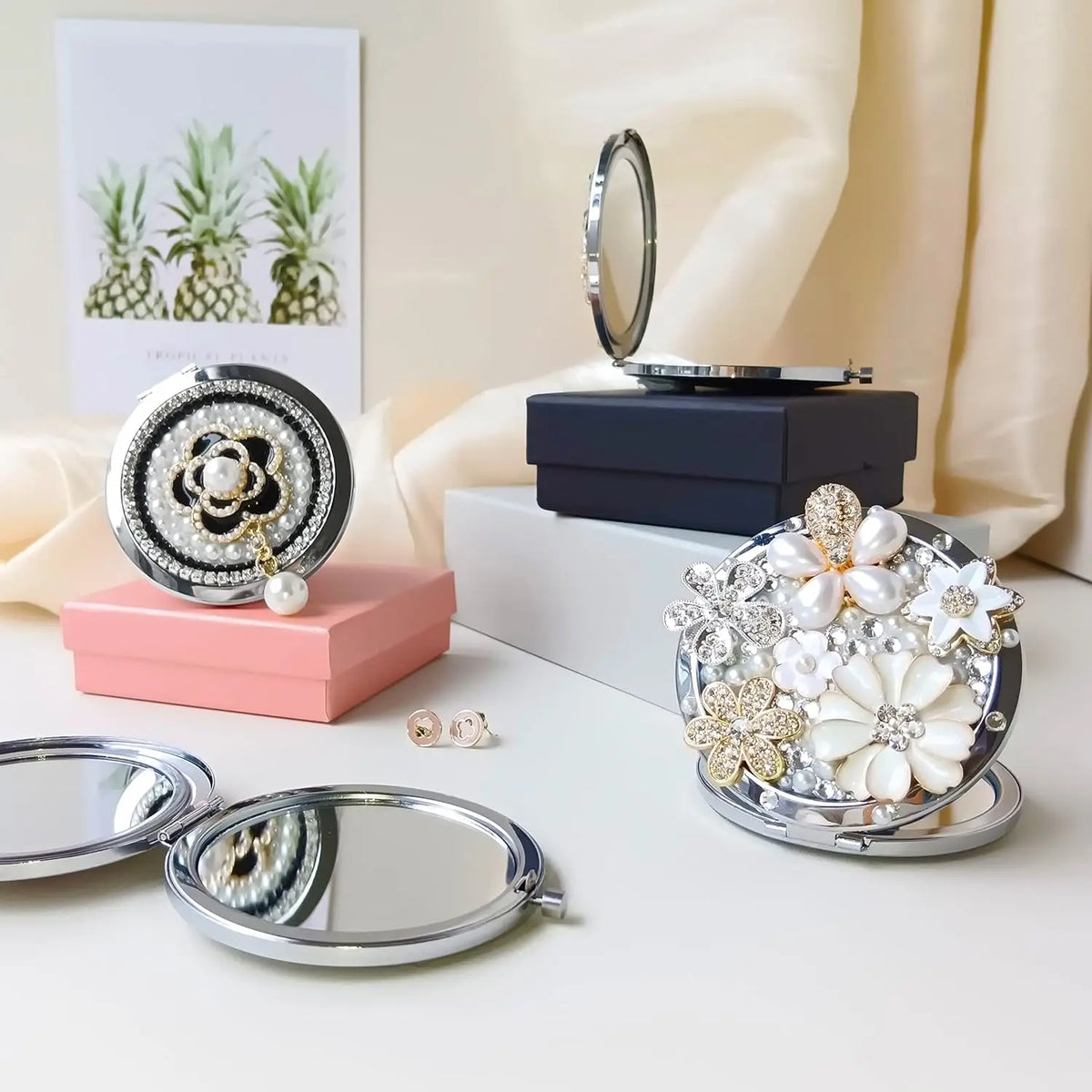 Compact Mirror 1x/2x Magnification Pocket Mirror Women 3inch