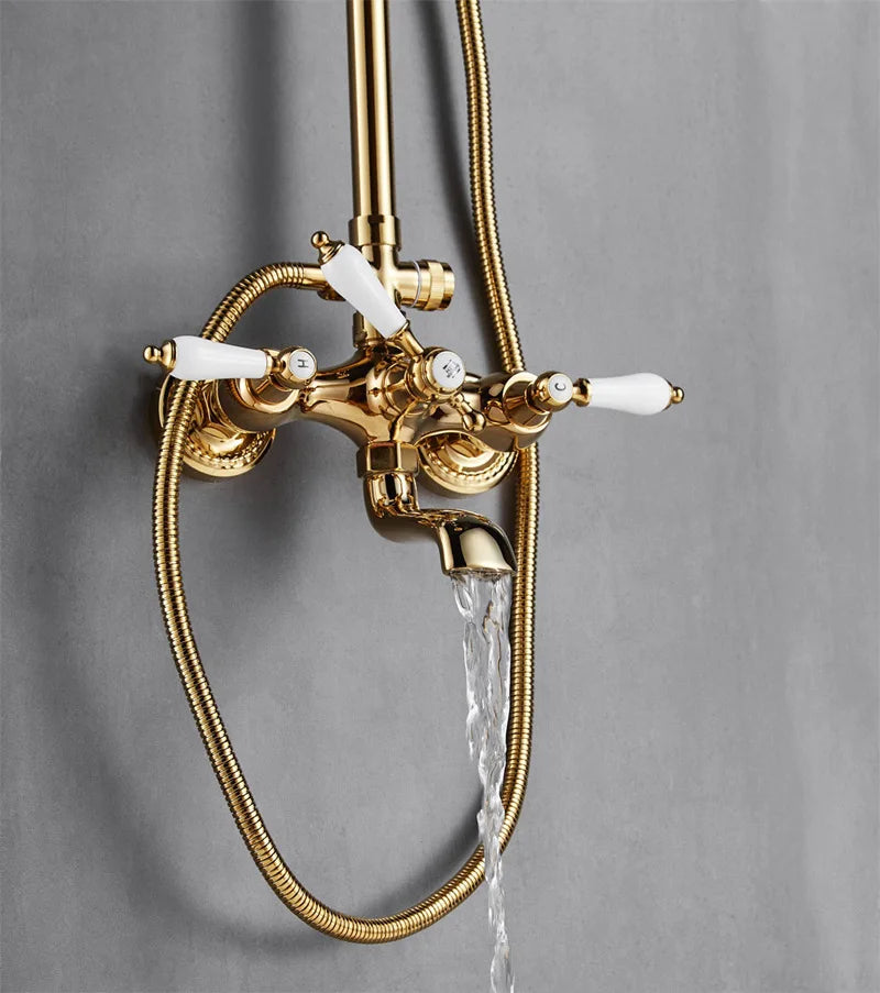 Bathroom Bathtub Faucet Wall Mounted Classical Style Brass