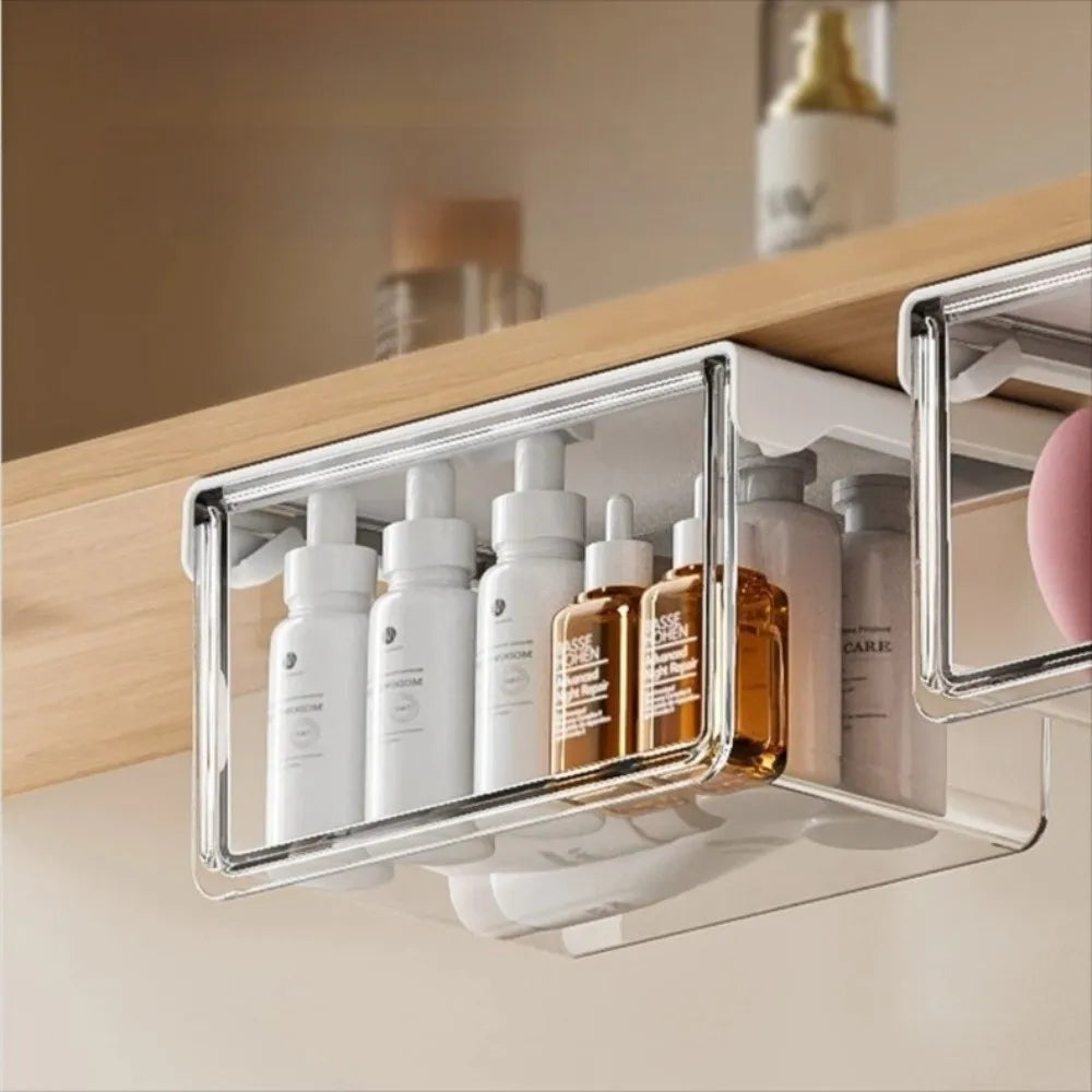 Transparent Pull-Out Storage Drawer No-Punching Installation