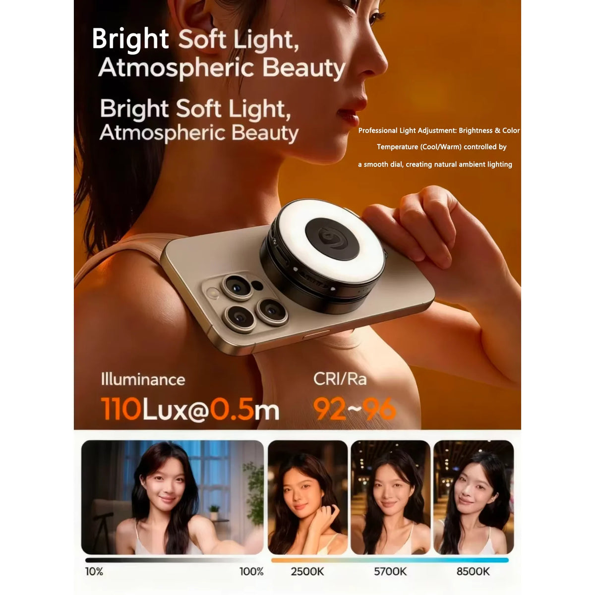 Original Ulanzi Lm23 Magnetic Phone Selfie Light Built-In