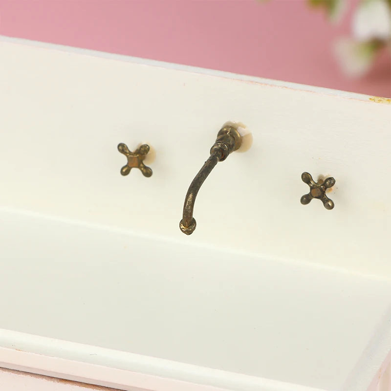 12 Dollhouse Miniature Wooden Bathroom Sink Cabinet Wash