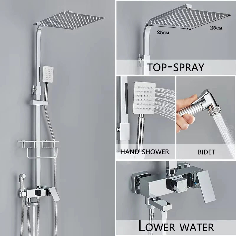 Wanmivezlo Black/Chrome Brass Shower Faucet Bathroom Shower Mixer