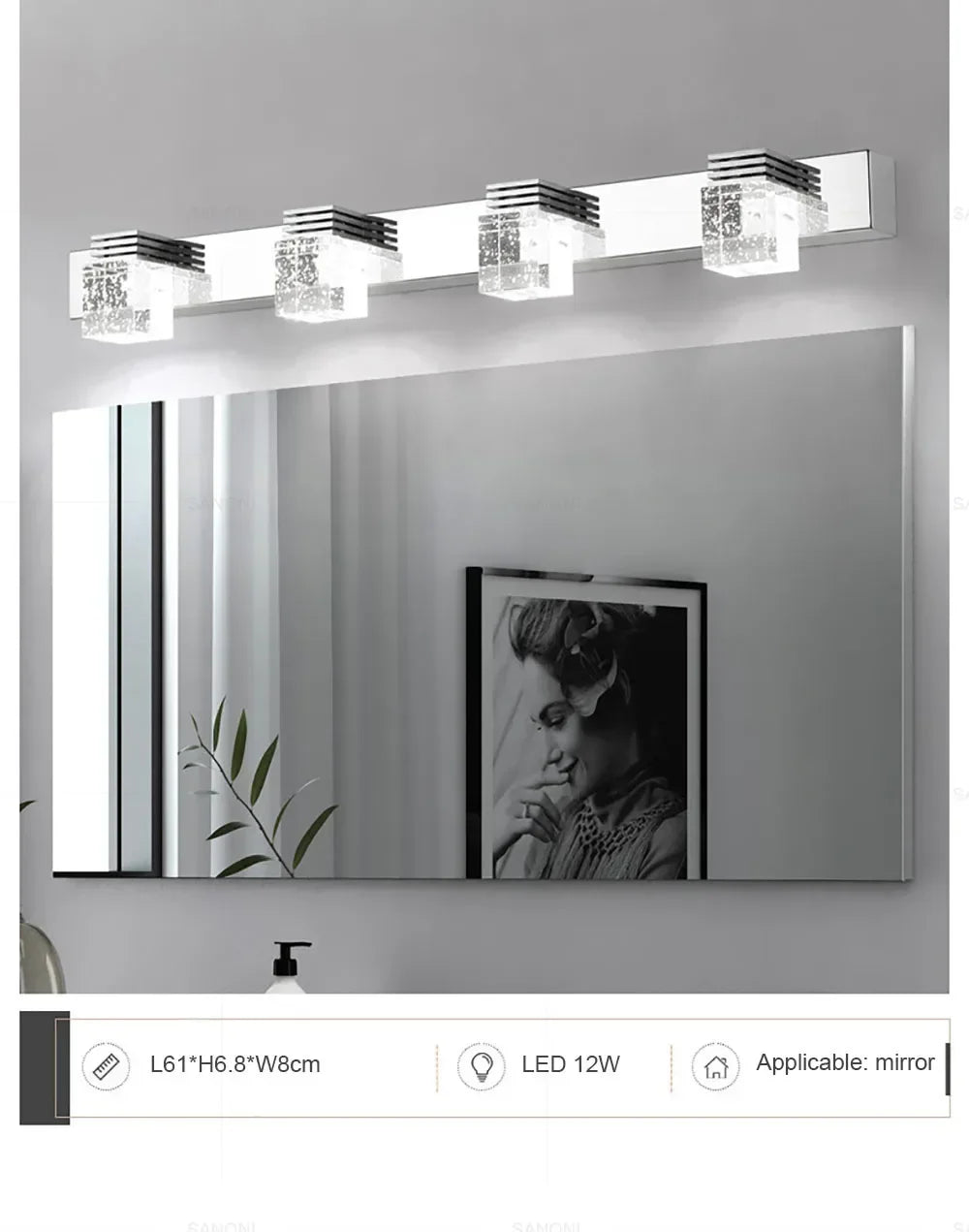 Modern Led Wall Lamp Crystal Sconce Living Dining