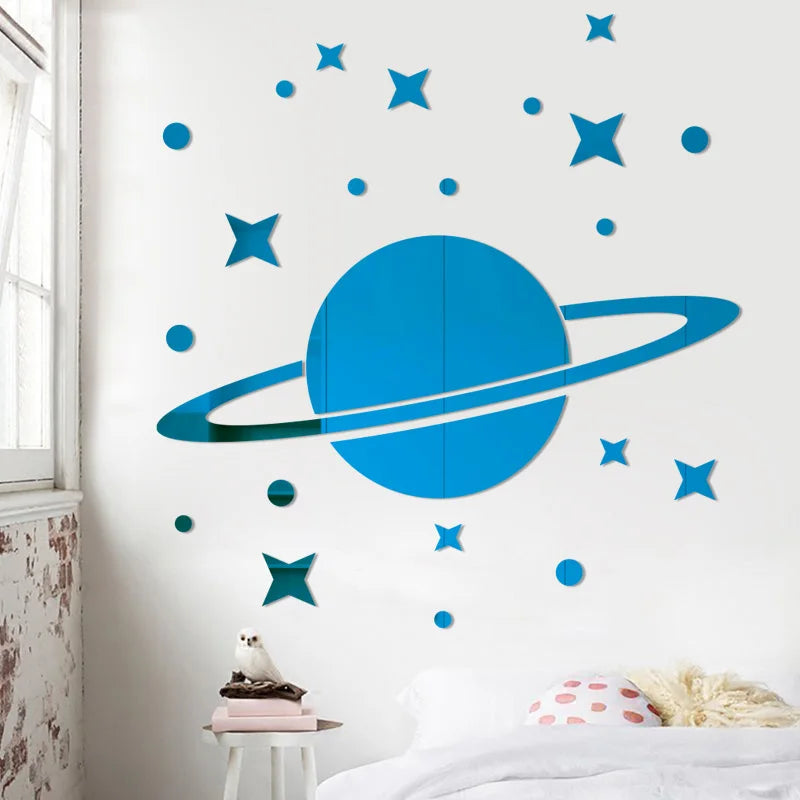 Acrylic Star Moon Planet 3d Mirror Wall Sticker